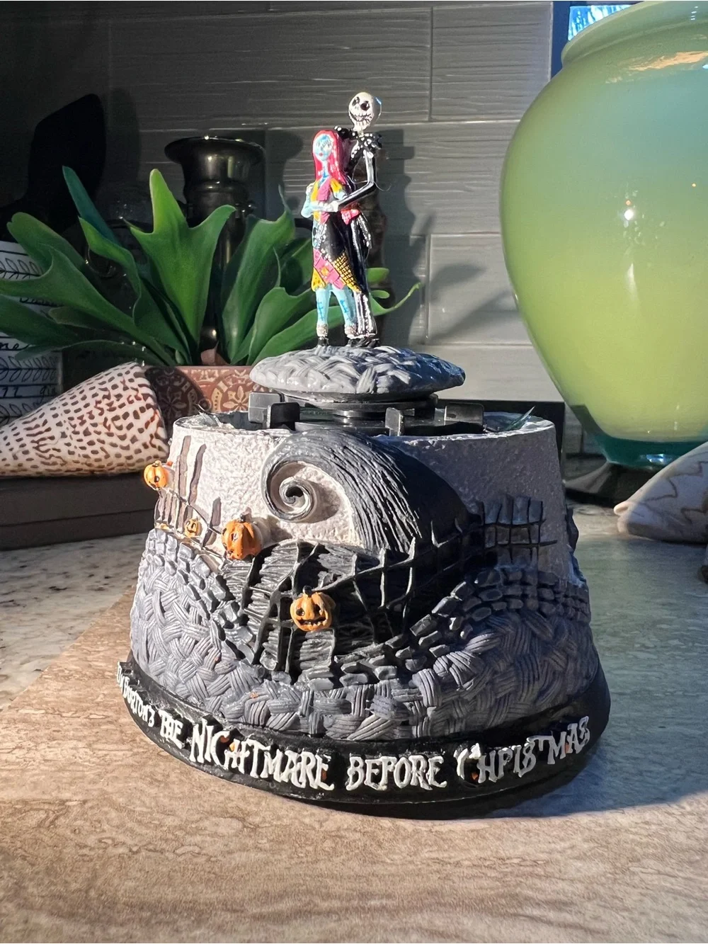 The Nightmare Before Christmas Jack & Sally Figurine Music Box read below